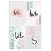 Better Office Products Hello All Occasion Cards & Envs, 4in. x 6in. 4 Fun Cover Designs, Blank Inside, 100PK 64560